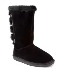 Sugar Panthea Microsuede Faux Fur Shearling Boots in Black Size 6 New in Box