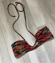 Gonza Bandeau Top loro print mesh womens Red small swim vacation abstract funky