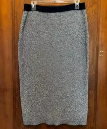 Zara‎ Navy White Striped Stretch Knit Pencil Skirt Womens L Corp Work Classic