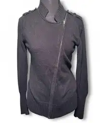 Banana Republic Black Cowl Neck Sweater with Asymmetric Zipper