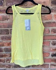 NWT Splendid Yellow Crochet Lace Burnout Slub Tank Top Women's Size Small