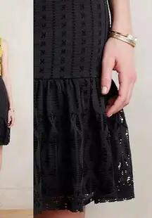 Anthropologie Moulinette Soeurs Black Eyelet Lace Trumpet Skirt Size Small