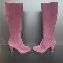 Coach Ombre Tall Knee Leather Suede Heel Boots Oxblood Size 8.5B 39 SOLD OUT HTF