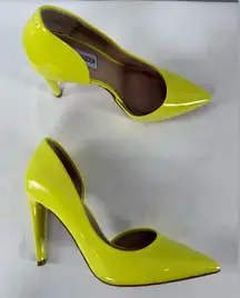 Steve Madden Vegan Patent Leather Point Toe Heels in Bright Yellow Size 8