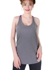 Jovie Charcoal Purple Support Tank Top with Built in Bra