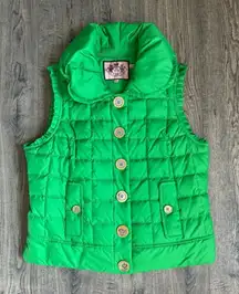 Juicy Couture Y2K Vintage 90’s Luxury Puffer Vest- Green