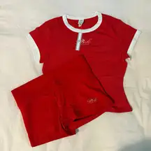 Frankie's Bikinis Brooklyn red shirt and shorts Set