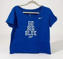 Nike Womens Blue Athletic Cut Tee Go Big‎ Blue UK Logo Large Cotton Blend