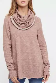 FREE PEOPLE BEACH HEATHER ROSE LONG SLEEVE COCOON COWL NECK PULLOVER Sz ONE SIZE