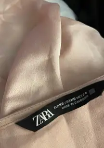 ZARA Cape Long Sleeve Satin Soft Pink Blouse