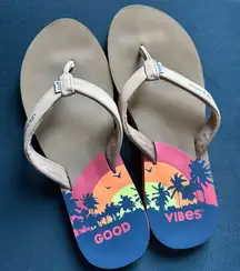 REEF Life Is Good Flip Flops Good Vibes Size 9 Cushion Sands