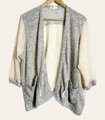 Urban Outfitters Silence + Noise Gray Cream Sheer Open Cardigan Sweater Size S