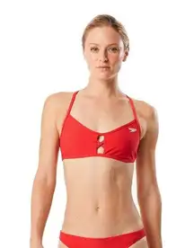 NWOT  Solid Peek-A-Boo Bikini Tie Back Top - Red - S