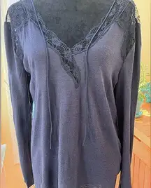 NWT  V Neck Navy Blue Lace Top