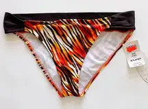 Sunsets Brown Orange White Red Fire Side Shirred Pant Bikini Bottoms NWT NOS XL
