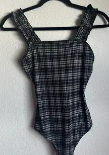 Le Lis Black and White Plaid Bodysuit