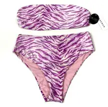 PacSun  Salero Swim | Purple Zebra Print Strapless Bikini NWT L