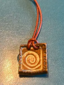 Pottery and leather hand made necklace one of a kind designs