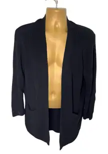 Old Navy Open Front Cardigan Longline Rib Knit Pocket Sweater Black L