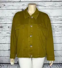 Ava & Viv NWT Size 3X Green Button Front Shirt Jacket - Shacket