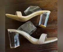 BP women’s clear nude block high Heel Sandal 11M NWOT summer spring party formal
