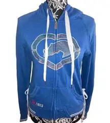 Rare Y2K Ecko Red Side Tie Hoodie Glitter Embellished Rhino Winter Vintage