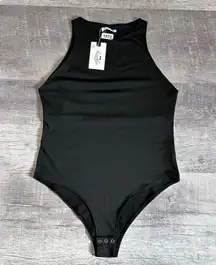 REORIA Ultimate Obsession Halter Bodysuit NEW Womens XL Black Snap Button