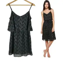 FISHBOWL Black/Gold Zig Zag Popover Dress NWT Large