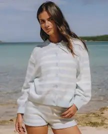 Daily Drills Button Up Sweater and Short Set- Lake Day and Cream