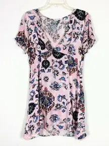 Urban Outfitters  Somedays Lovin' Deep V Neck Pink Paisley Mini Dress