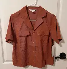 Athleta Women's Size XS Brown Short Sleeve‎ Button-Up Blouse Casual Top NWT