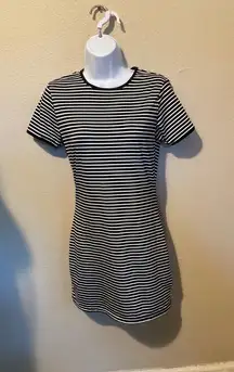 Blush mark Black And White Stripe Dress