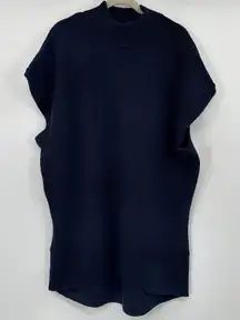 by Anthropologie Mock Neck Cap Sleeve Knit Tunic Sweater Tunic Dress 1X Navy