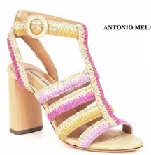 Antonio Melani Ombre Woven Raffia Strappy Sandals | Size 9.5 Boho Summer Heels