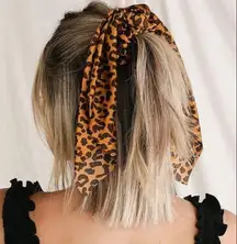 Lulus Hair Scarf Brown Tan Leopard Satin Boho Scrunchie Tie Women Casual NWT