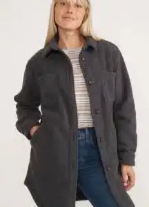 Marine Layer Dark Grey Bailey Longline High Pile Fleece Shirt Jacket XS EUC