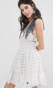 Free People Walking Dreams Skater Mini Dress in Ivory combo Size XS