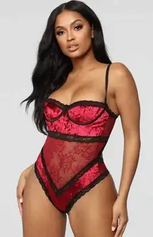 Teddy Lingerie Velvet Corset Bodysuit Red Black Lace Lingerie Size 4X