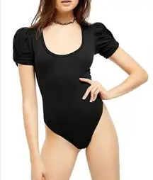 Free People S Black Ava Puff Sleeve Bodysuit