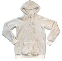Womens Sherpa Hoodie Fleece Hooded Sweatshirt Fuzzy White Pullover XS