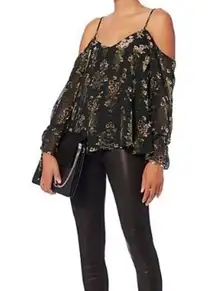 Love Sam INTERMIX Cold Shoulder Floral Top Size Small