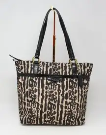 Coach Ocelot Print Medium Tote Black Tan OS