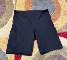 Nordstrom Black Pocket Bike Shorts 7” Cotton Like Material Women’s S