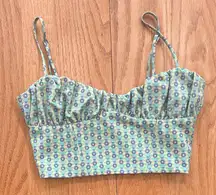 Zara Green floral Printed Corset Top women’s Size XS Floral Summer Cottagecore