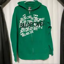 Billabong  green zippered hoodie. 80% Cotton, 20% polyester