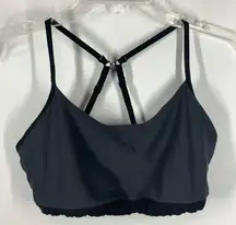 Ballys Women's Solid Adjustable Strap Back Hook Sports Bra Black Size Large