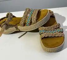 Lower East Side Sandals Wedge Boho Size 5.5 Women's Y2K Peasant Preppy