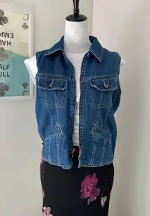 Vintage Reversible Dark Wash Denim and Plaid Vest