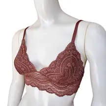 Express One Eleven Maroon Lace Bralette (XS)