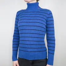 Tommy Hilfiger Cotton Blue Striped Turtleneck Sweater